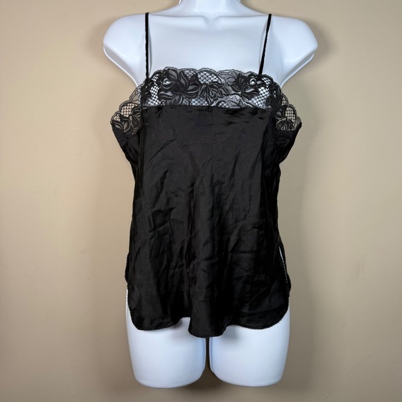 Other - Black 100% Silk Delicate Lace Camisole Large